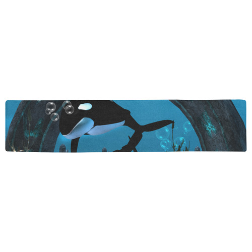 Amazing orcas , underwater world Table Runner 16x72 inch