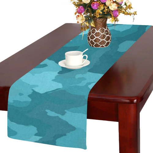 camouflage teal Table Runner 14x72 inch