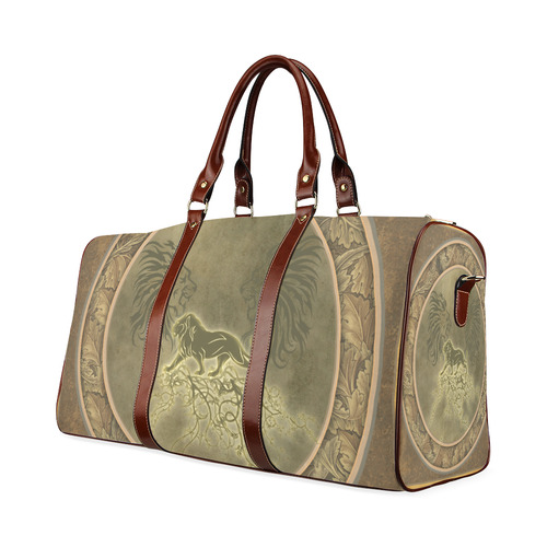 Lion with floral elements, vintage Waterproof Travel Bag/Large (Model 1639)