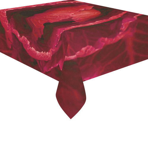 Red Cabbage Leaves Nature Art Cotton Linen Tablecloth 52"x 70"