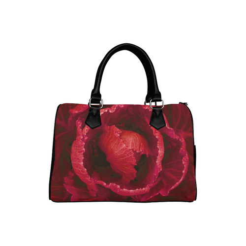 Red Cabbage Leaves Nature Art Boston Handbag (Model 1621)