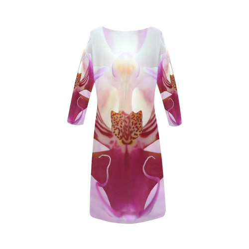 Beautiful Orchid Flower Macro Round Collar Dress (D22)