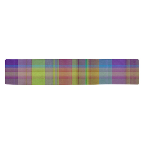 modern plaid, cool colors Table Runner 14x72 inch