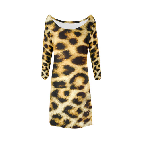 Leopard Big Cat Fur Pattern Bateau A-Line Skirt (D21)