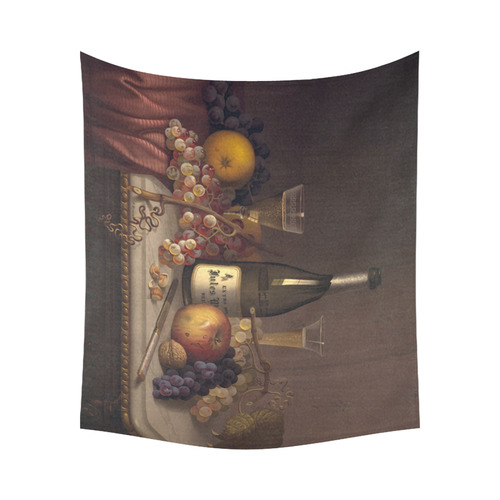 Vintage Still Life Painting Fruit Cotton Linen Wall Tapestry 60"x 51"
