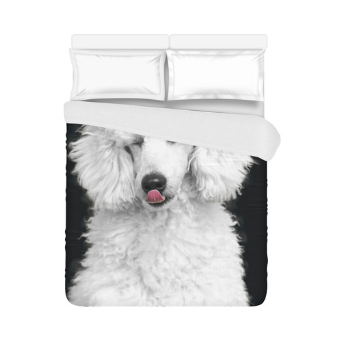 Silly White Poodle Duvet Cover 86"x70" ( All-over-print)