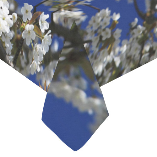 Japanese Cherry Blossom Floral Cotton Linen Tablecloth 60"x120" ID