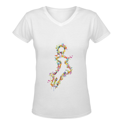 Playing Dog with Ball Women's Deep V-neck T-shirt (Model T19)