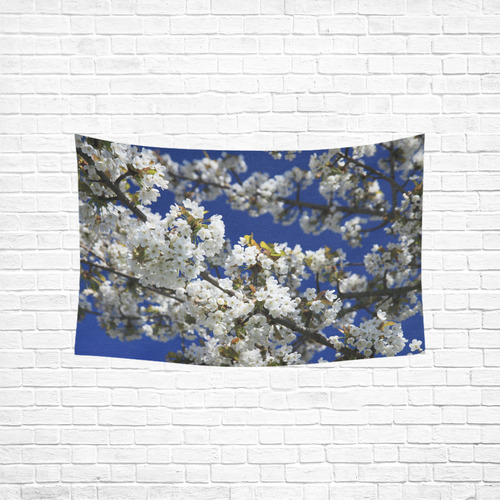 Japanese Cherry Blossom Floral Cotton Linen Wall Tapestry 60"x 40"