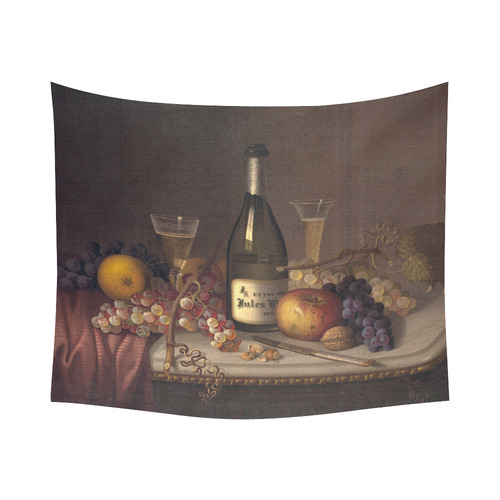 Vintage Still Life Painting Fruit Cotton Linen Wall Tapestry 60"x 51"