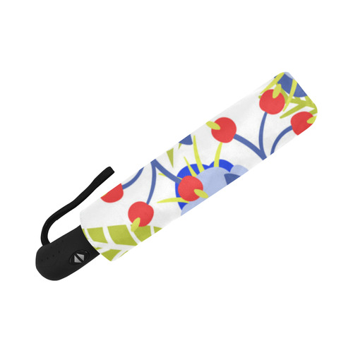 Red Blue Colorful Modern Floral Pattern Auto-Foldable Umbrella (Model U04)