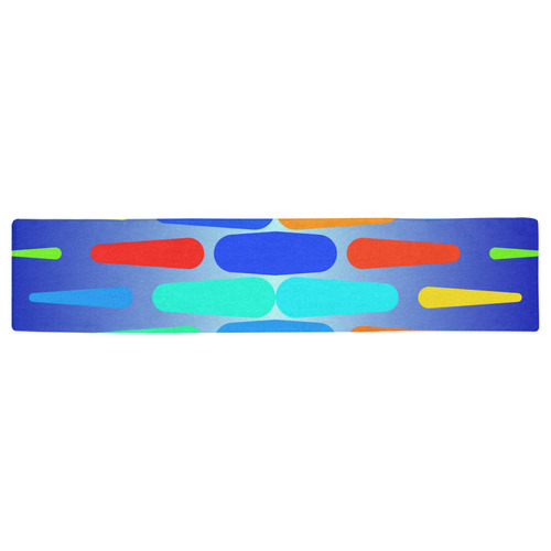 Colorful shapes on a blue background Table Runner 16x72 inch