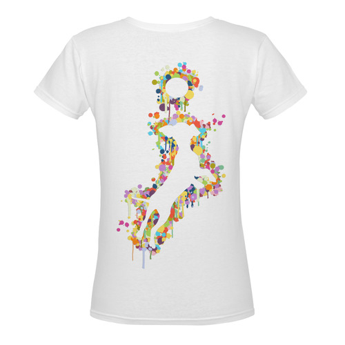 Playing Dog with Ball Women's Deep V-neck T-shirt (Model T19)