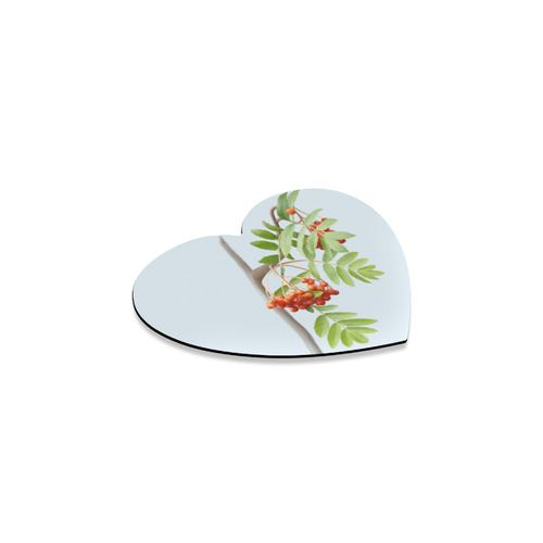 Rowan tree plant watercolor Heart Coaster