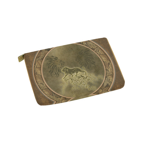 Lion with floral elements, vintage Carry-All Pouch 9.5''x6''