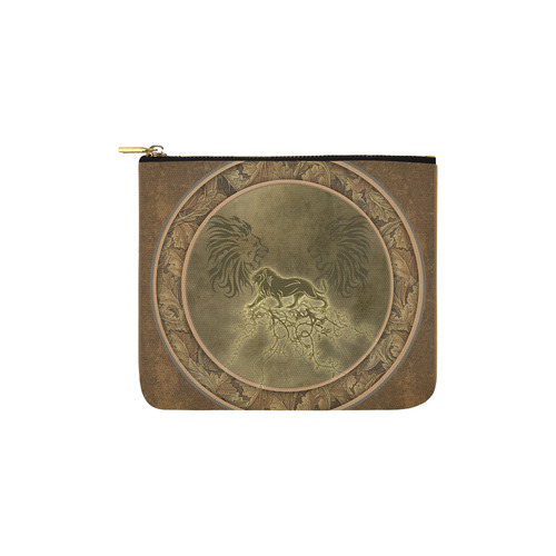 Lion with floral elements, vintage Carry-All Pouch 6''x5''