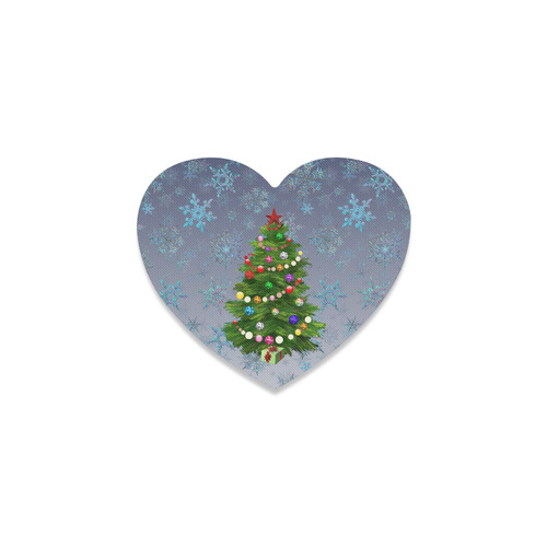Christmas Tree at night, snowflakes Heart Coaster