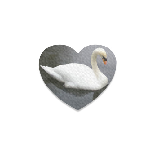Swan - watercolor bird Heart Coaster