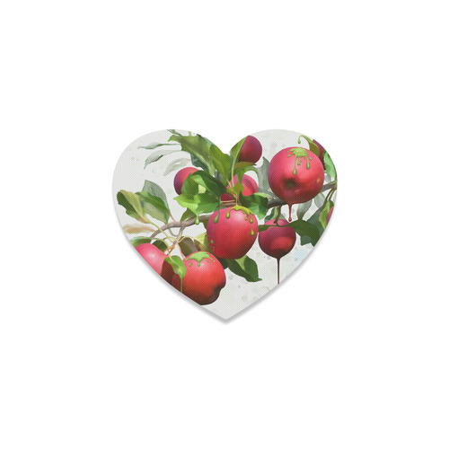 Melting Apples, fruit watercolors Heart Coaster