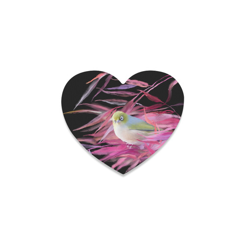 Cute little SilverEye, angry bird watercolor Heart Coaster