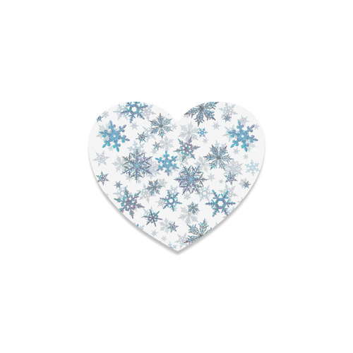 Snowflakes, Blue snow, stitched, Christmas Heart Coaster