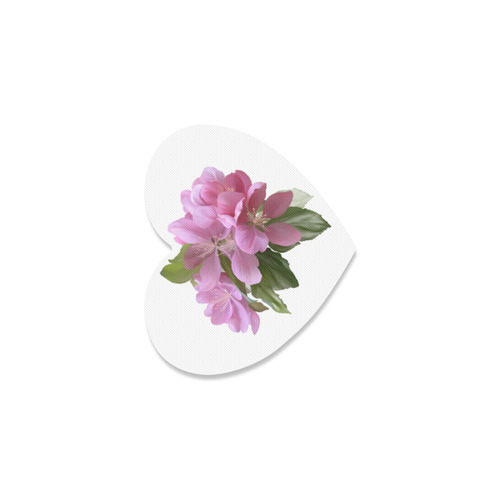 Pink Blossom Branch, , floral watercolor Heart Coaster