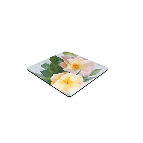 2 Wild Roses floral watercolor Square Coaster