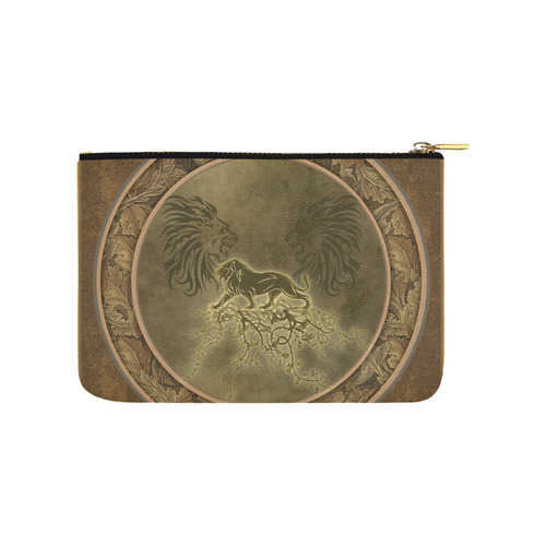 Lion with floral elements, vintage Carry-All Pouch 9.5''x6''