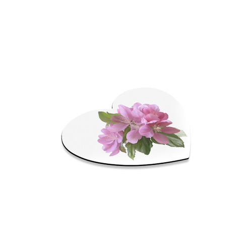 Pink Blossom Branch, , floral watercolor Heart Coaster