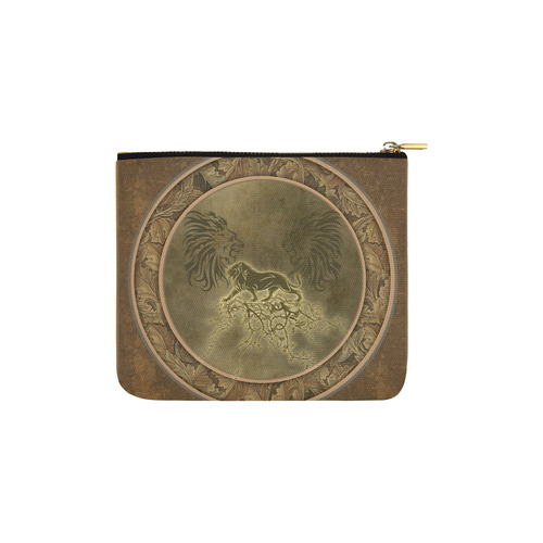 Lion with floral elements, vintage Carry-All Pouch 6''x5''