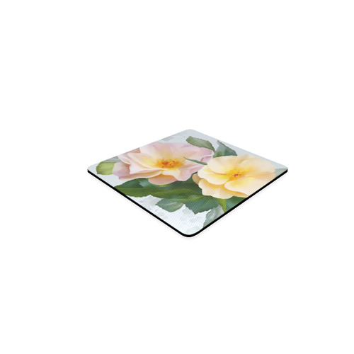 2 Wild Roses floral watercolor Square Coaster