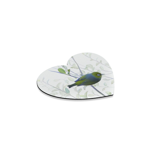 Silvereye, bird in tree, watercolor Heart Coaster
