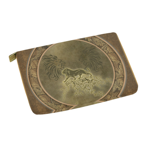 Lion with floral elements, vintage Carry-All Pouch 12.5''x8.5''