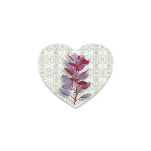Red plant floral watercolor Heart Coaster