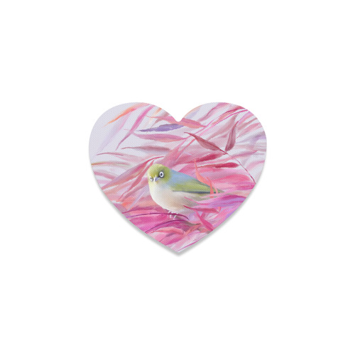 Cute SilverEye, angry bird watercolor Heart Coaster
