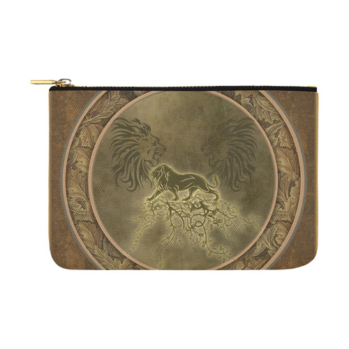 Lion with floral elements, vintage Carry-All Pouch 12.5''x8.5''