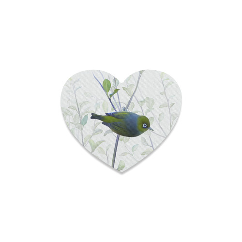 Silvereye, bird in tree, watercolor Heart Coaster