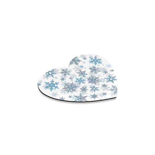 Snowflakes, Blue snow, stitched, Christmas Heart Coaster