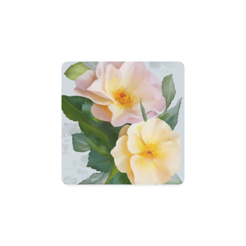 2 Wild Roses floral watercolor Square Coaster