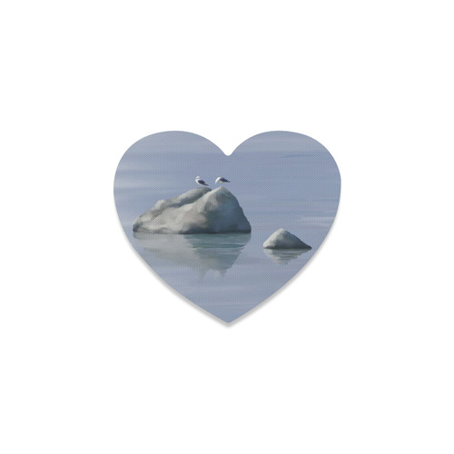 Gulls on stones, watercolor birds Heart Coaster