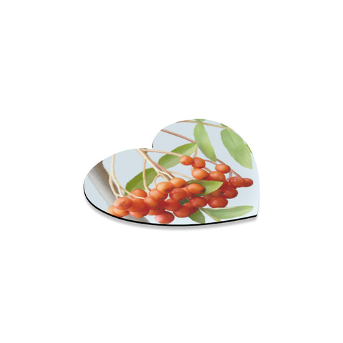 Rowan tree plant watercolor Heart Coaster