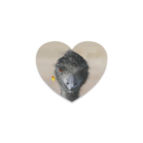 Happy Emu with Flower, photo Heart Coaster
