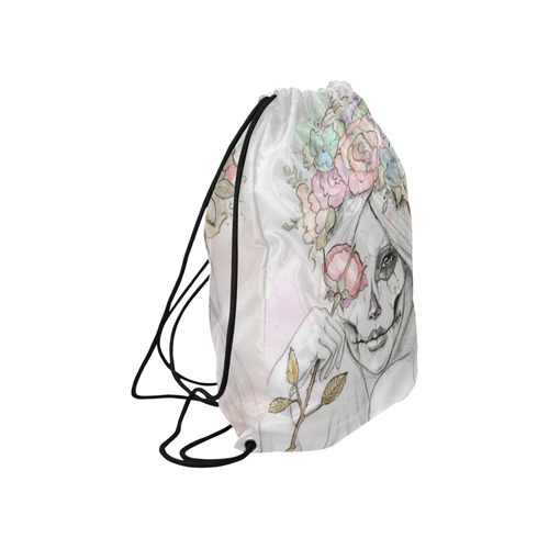 Boho Queen, skull girl, watercolor woman Large Drawstring Bag Model 1604 (Twin Sides)  16.5"(W) * 19.3"(H)