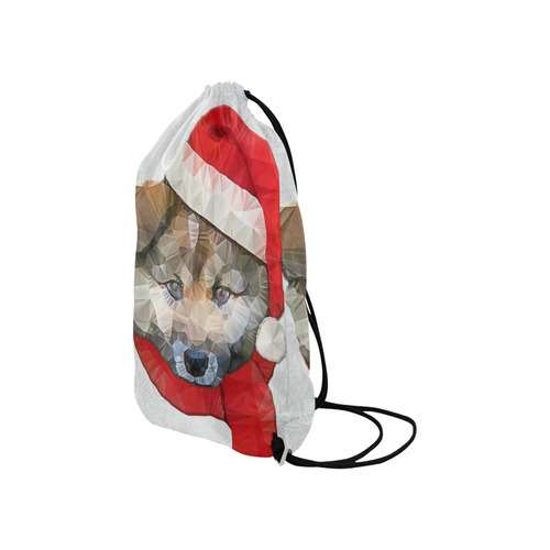 christmas santa dog Small Drawstring Bag Model 1604 (Twin Sides) 11"(W) * 17.7"(H)