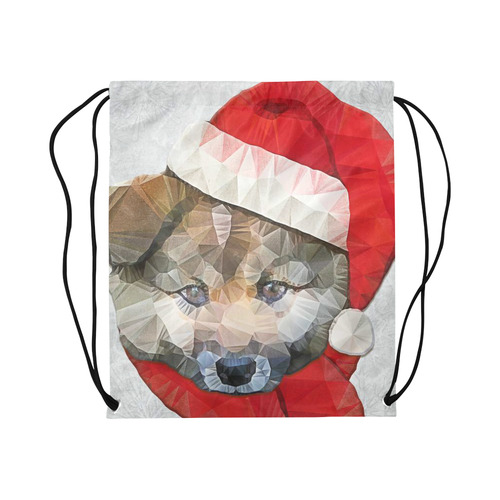 christmas santa dog Large Drawstring Bag Model 1604 (Twin Sides)  16.5"(W) * 19.3"(H)