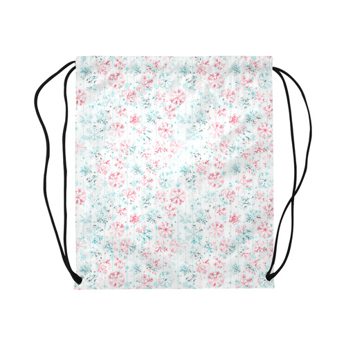 watercolor snowflakes, christmas pattern Large Drawstring Bag Model 1604 (Twin Sides)  16.5"(W) * 19.3"(H)