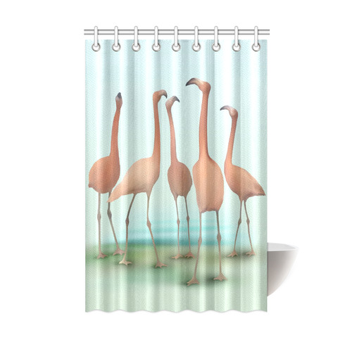 Flamingo Mingle, watercolor, birds Shower Curtain 48"x72"