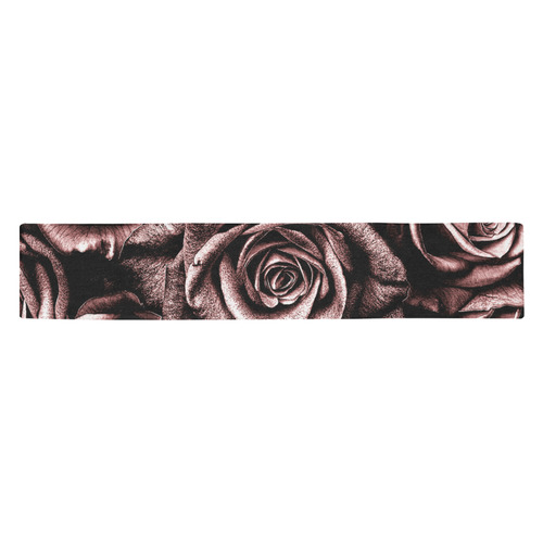 Vintage Rose Pink Roses Table Runner 14x72 inch