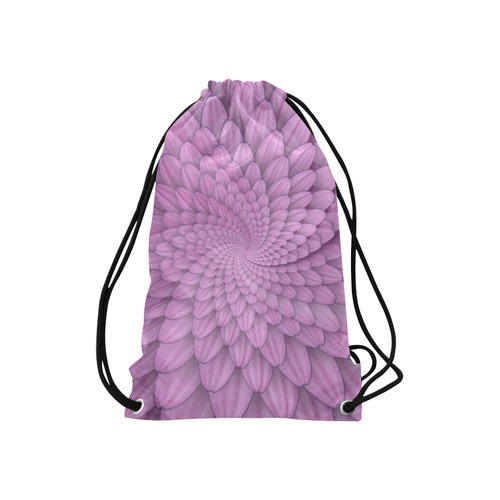 pink flower spiral Small Drawstring Bag Model 1604 (Twin Sides) 11"(W) * 17.7"(H)