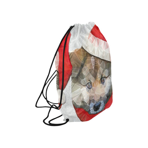 christmas santa dog Large Drawstring Bag Model 1604 (Twin Sides)  16.5"(W) * 19.3"(H)